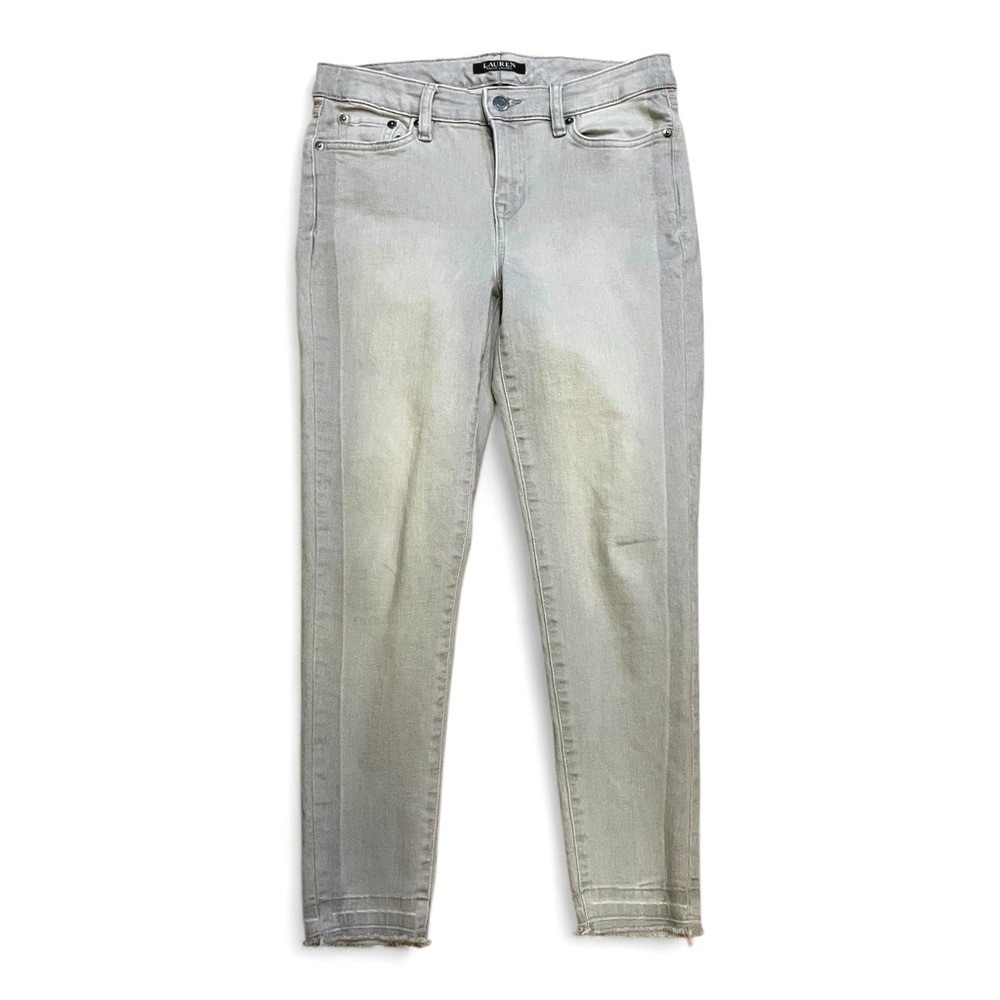 RALPH LAUREN Soft Gray Ankle Raw Hem Mid Rise Crop‎ Jeans Size 4P